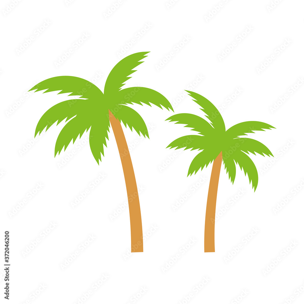 Obraz premium Palm trees icon. Palm tree summer vector illustration isolated on white