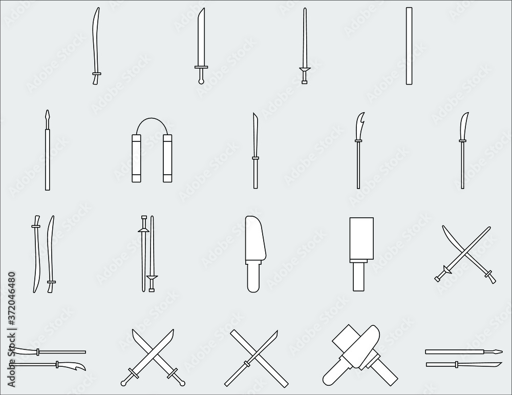 icon set weapons. swords, spears icon set weapons. swords, spears