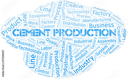 Cement Production word cloud create with text only.