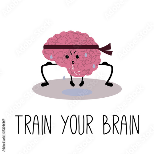 The brain is trying to get stronger. Vector illustration dedicated to World Mental Health Day.
