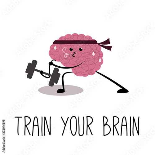 The brain is trying to get stronger. Vector illustration dedicated to World Mental Health Day.