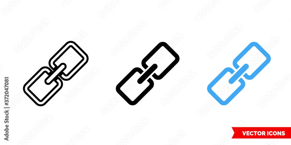 Connect link icon of 3 types color, black and white, outline. Isolated vector sign symbol.