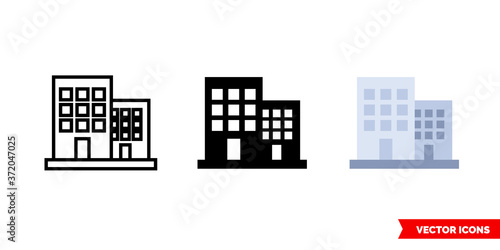 Company icon of 3 types color, black and white, outline. Isolated vector sign symbol.