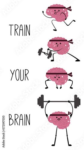 The brain is trying to get stronger. Vector illustration dedicated to World Mental Health Day.