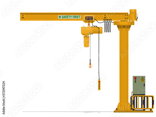 Isolated jib crane on white background