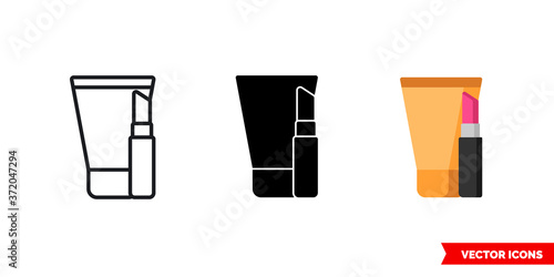 Cosmetics icon of 3 types color  black and white  outline. Isolated vector sign symbol.