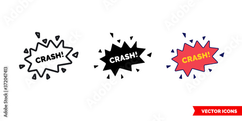 Crash icon of 3 types color, black and white, outline. Isolated vector sign symbol.