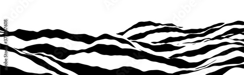 Optical illusion wave. Abstract 3d black and white illusions. Horizontal lines stripes pattern or background with wavy distortion effect. Vector illustration.