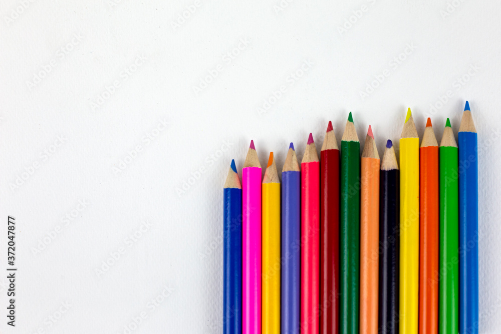 Colour pencil isolated on white background. close up. Colour pencil isolated on white background. close up.