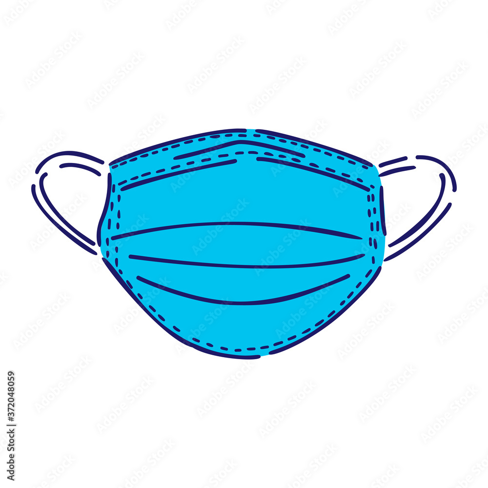 Virus protection icons, mask, wash hands. Drawing in a linear style. Tread protection concept.