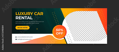 Modern car rental social media and facebook cover template