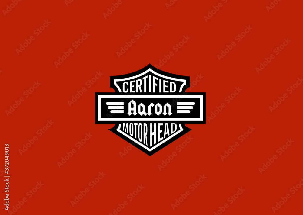 Aaron Name Art Motor Head Theme Design Black and White Emblem with Orange Background uniquely personalized Illustration Aaron Name Art Motor Head Theme Design Black and White Emblem with Orange Background uniquely personalized Illustration