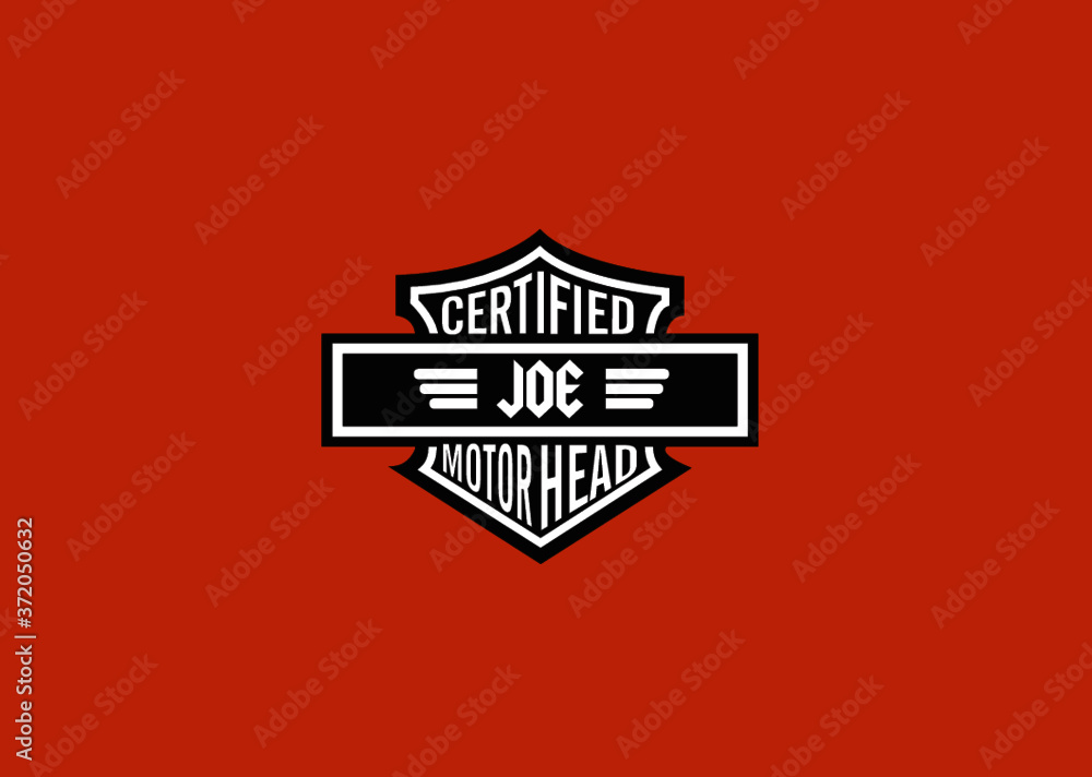 Obraz premium Joe Name Art Motor Head Theme Design Black and White Emblem with Orange Background uniquely personalized Illustration 