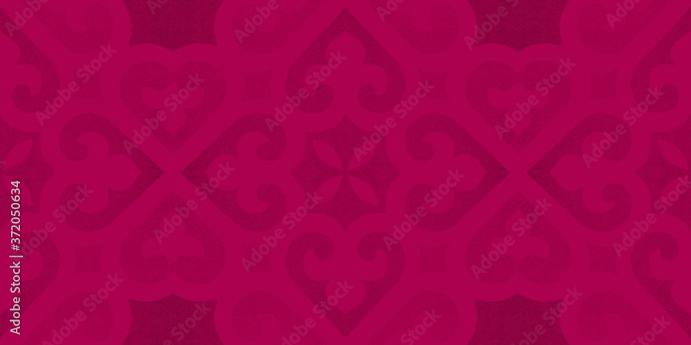 Abstract colorful magenta pink vintage retro geometric mosaic heart leaves flower print motif cement tiles fabric textile paper texture background