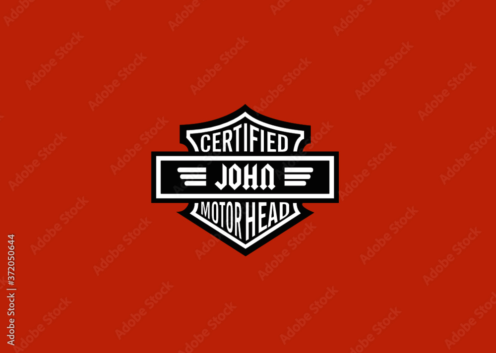 Obraz premium John Name Art Motor Head Theme Design Black and White Emblem with Orange Background uniquely personalized Illustration 
