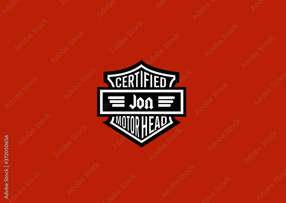 Jon Name Art Motor Head Theme Design Black and White Emblem with Orange Background uniquely personalized Illustration Jon Name Art Motor Head Theme Design Black and White Emblem with Orange Background uniquely personalized Illustration