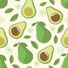 Acrylglasbilder Avocadomuster Avocado Muster mit Frischem Blatt  © sittha