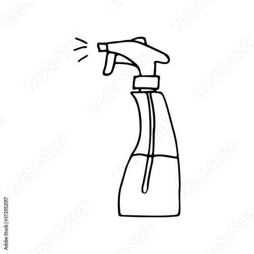 Doodle spray bottle illustration in vector. Hand drawn spray illustration. Spay bottle doodle icon in vector