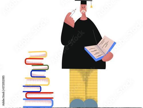 Senior education. Graduate.  Flat textural illustration.