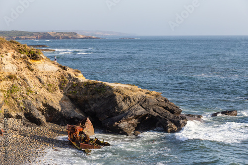 Shipwreck at Patacho Beach, near Vila Nova Milfontes at Costa Vicentina