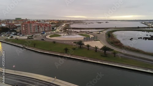 Aveiro, historical village of Portugal. Aerial Drone Footage