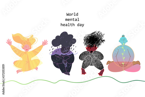 Vector illustration dedicated to World Mental Health Day.