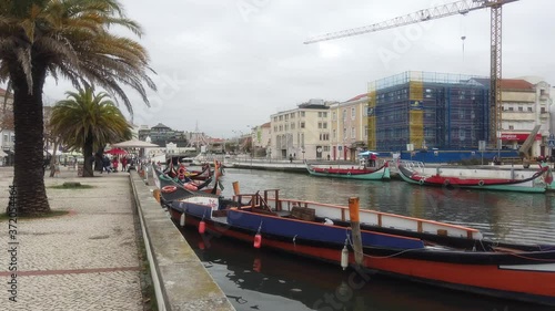 Moliceiro boat in Canal of Aveiro, historical village of Portugal