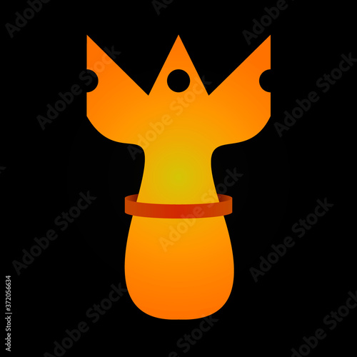 Logo en forma de tenedor amarillo diferente especial para, por ejemplo, restaurantes 