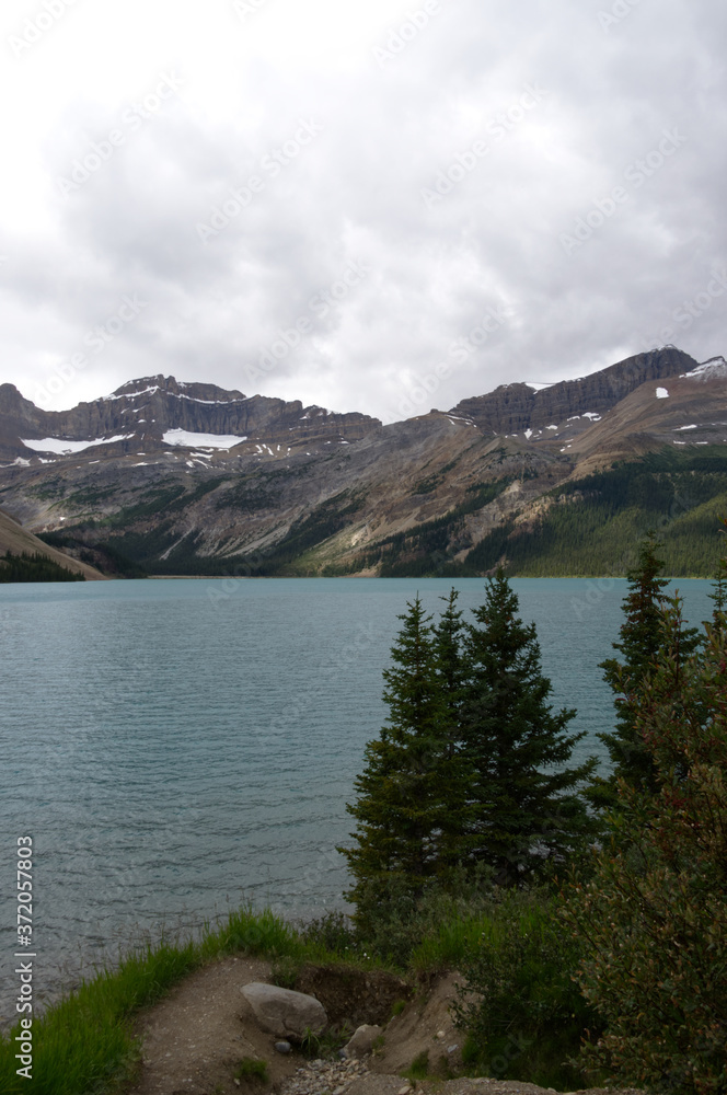 Bow Lake on a Cloudy Day