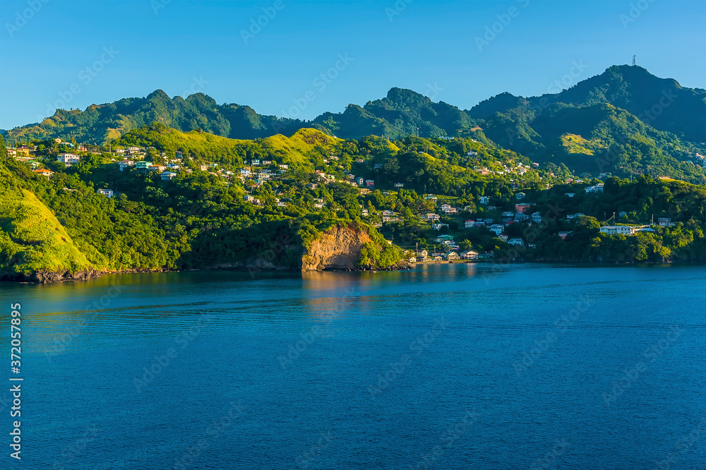 A view towards Kingstown, Saint Vincent in the early morning light