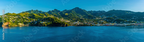 A panorama view of Kingstown, Saint Vincent in the early morning light © Nicola