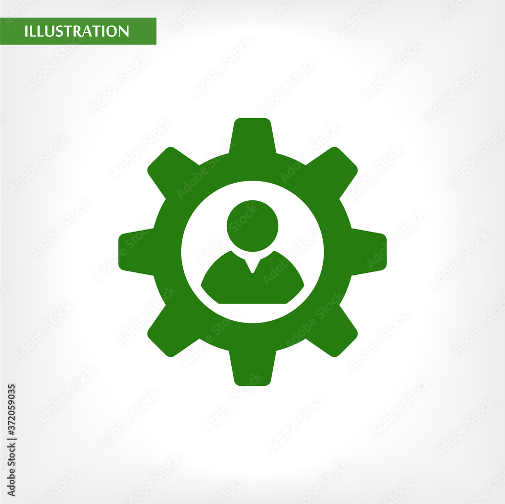 Man and cog vector icon , lorem ipsum Flat design Man and cog vector icon , lorem ipsum Flat design