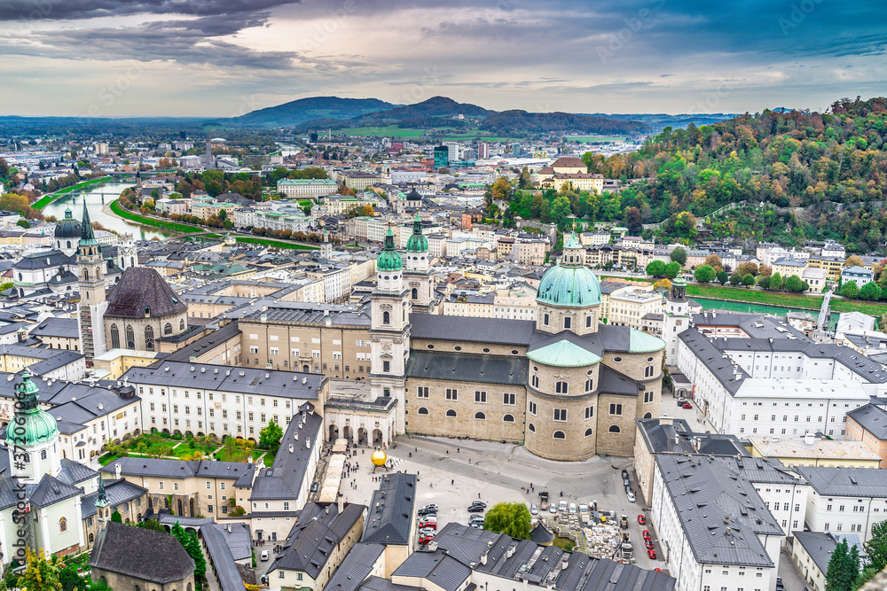 Roofs of the ancient city of Salzburg, Austria.
