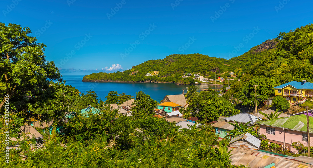 A view towards Layou bay in Saint Vincent