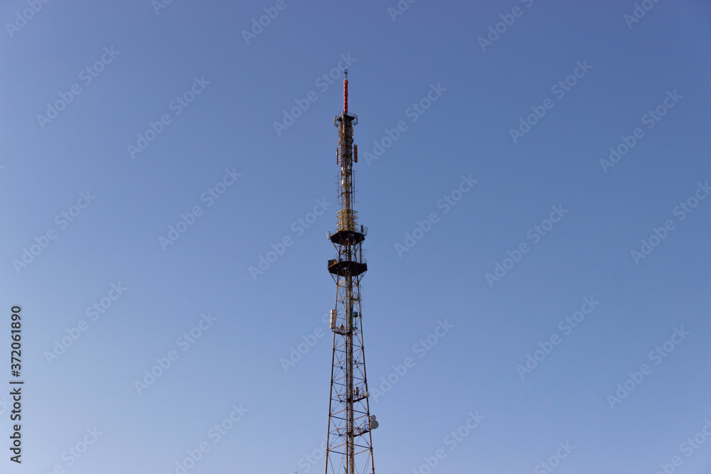 
Television tower covered with various transmitting devices