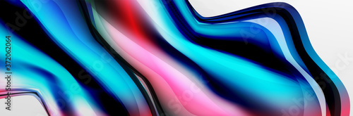 Vector abstract background, flowing liquid style bubble with metallic, color quicksilver chrome texture and color glow effects