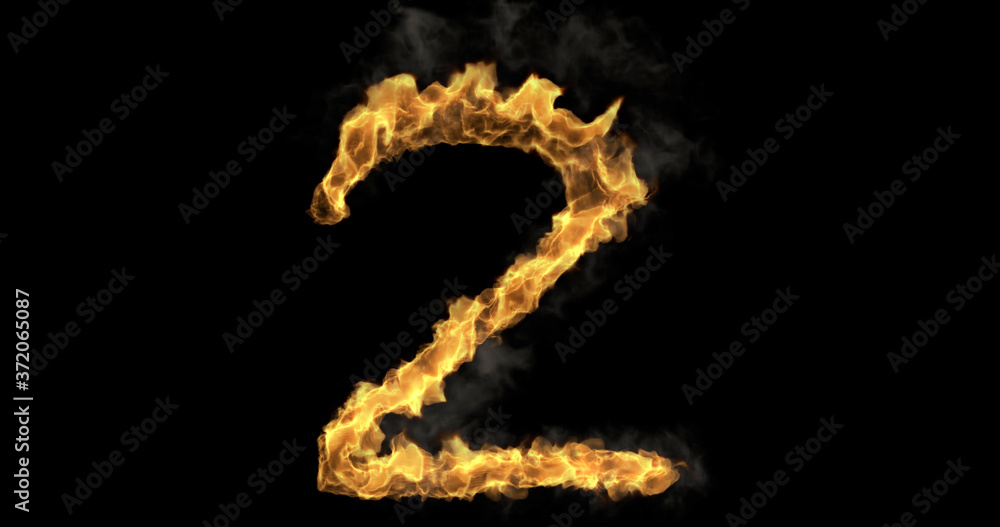 Burning number Two on a transparent background Burning number Two on a transparent background