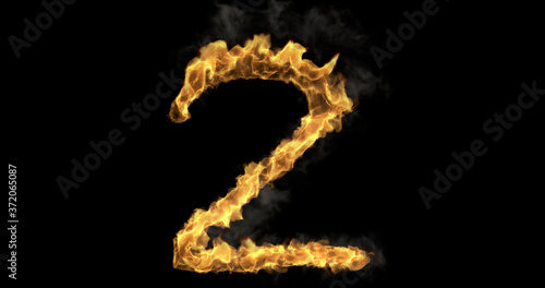 Burning number Two on a transparent background