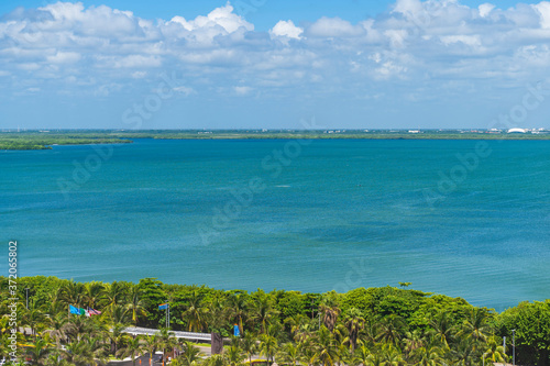 Panoramic aerial view of Laguna Nichupté in Cancun, Mexico © Alexandr Ivaschenko