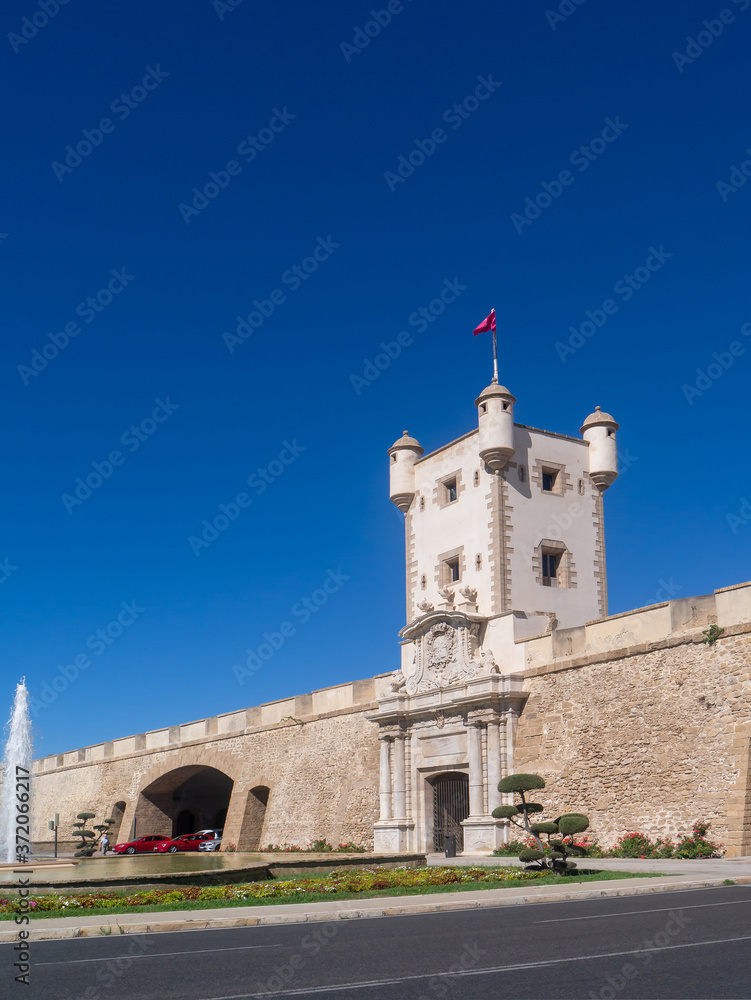 Fortification of the Puertas Tierra in Cadiz capital, Andalusia. Spain. Europe. August 16, 2020
