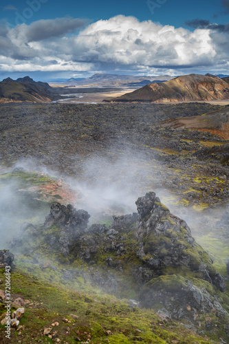 Landmannalaugar in Fjallabak natural reserve, South Iceland. Beautiful nature landscape