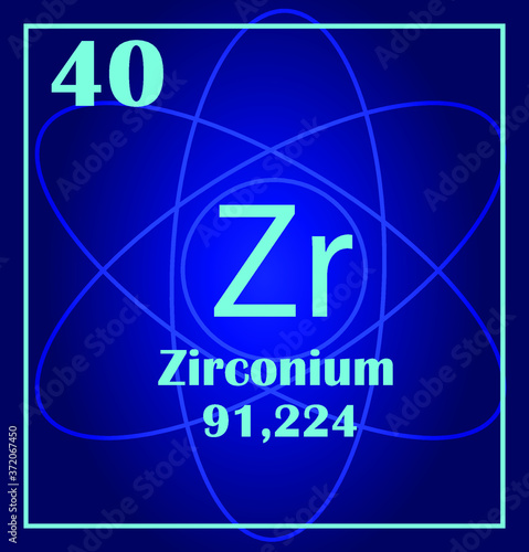 Simple style tile icon. Chemical element of periodic table. Atom on a blue background