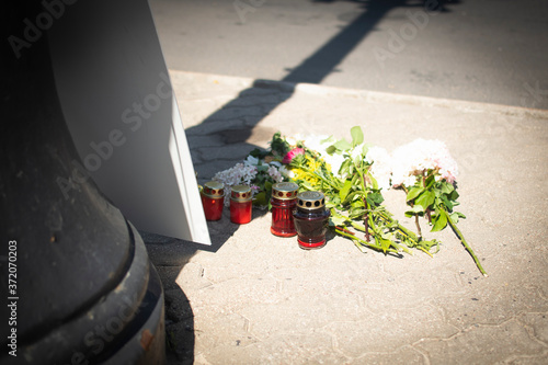 memorial to the dead protester in Minsk photo