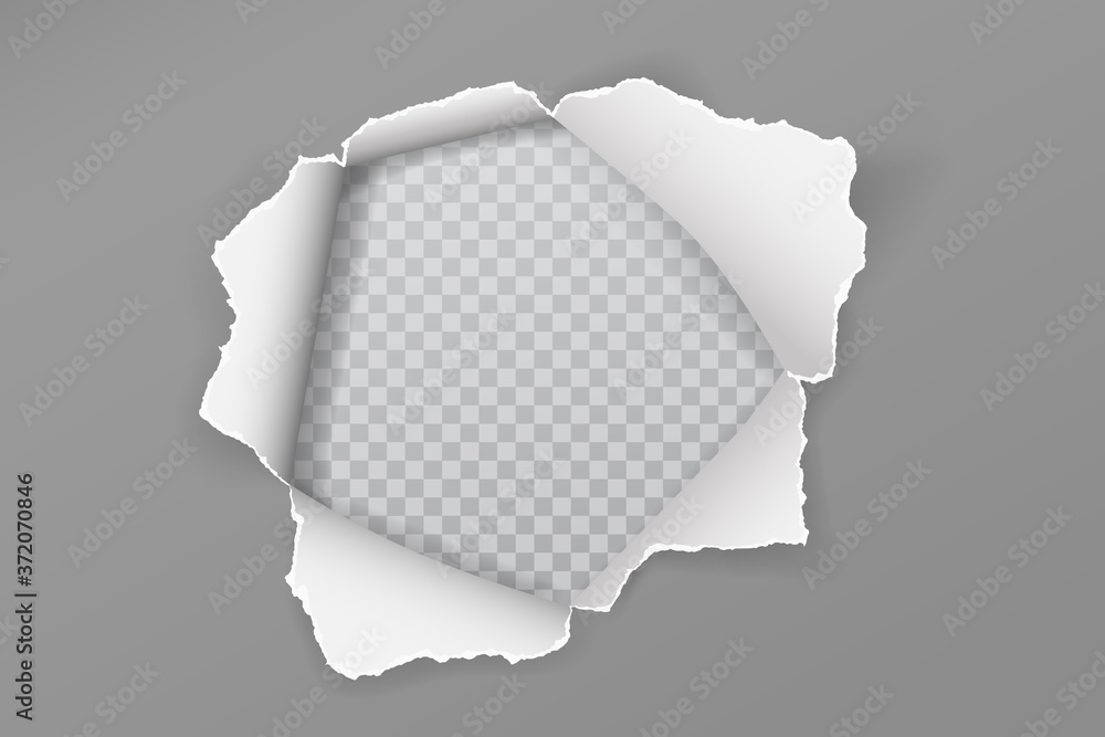 Paper Hole Frame Torn grey paper hole with soft shadow, frame for text is on white ...