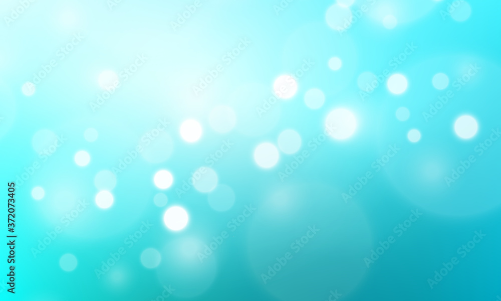 Abstract Teal azure gradient background and bokeh effect. Blurred blue ...