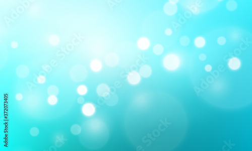 Abstract Teal azure gradient background and bokeh effect. Blurred blue turquoise water backdrop. Vector illustration for your graphic design, banner, website, brochure, card or website