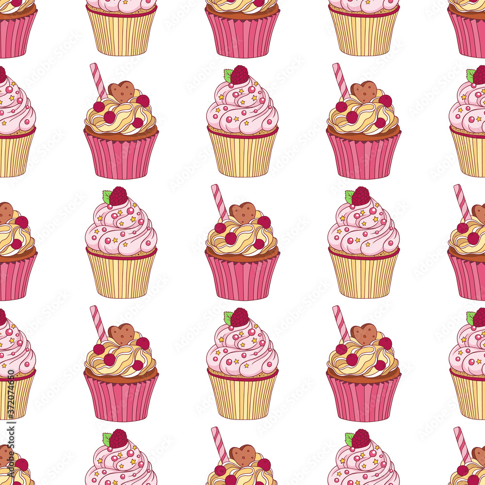 Modern seamless sweets, great design for any purposes. Colorful background. Vector doodle background. Modern seamless sweets, great design for any purposes. Colorful background. Vector doodle background.