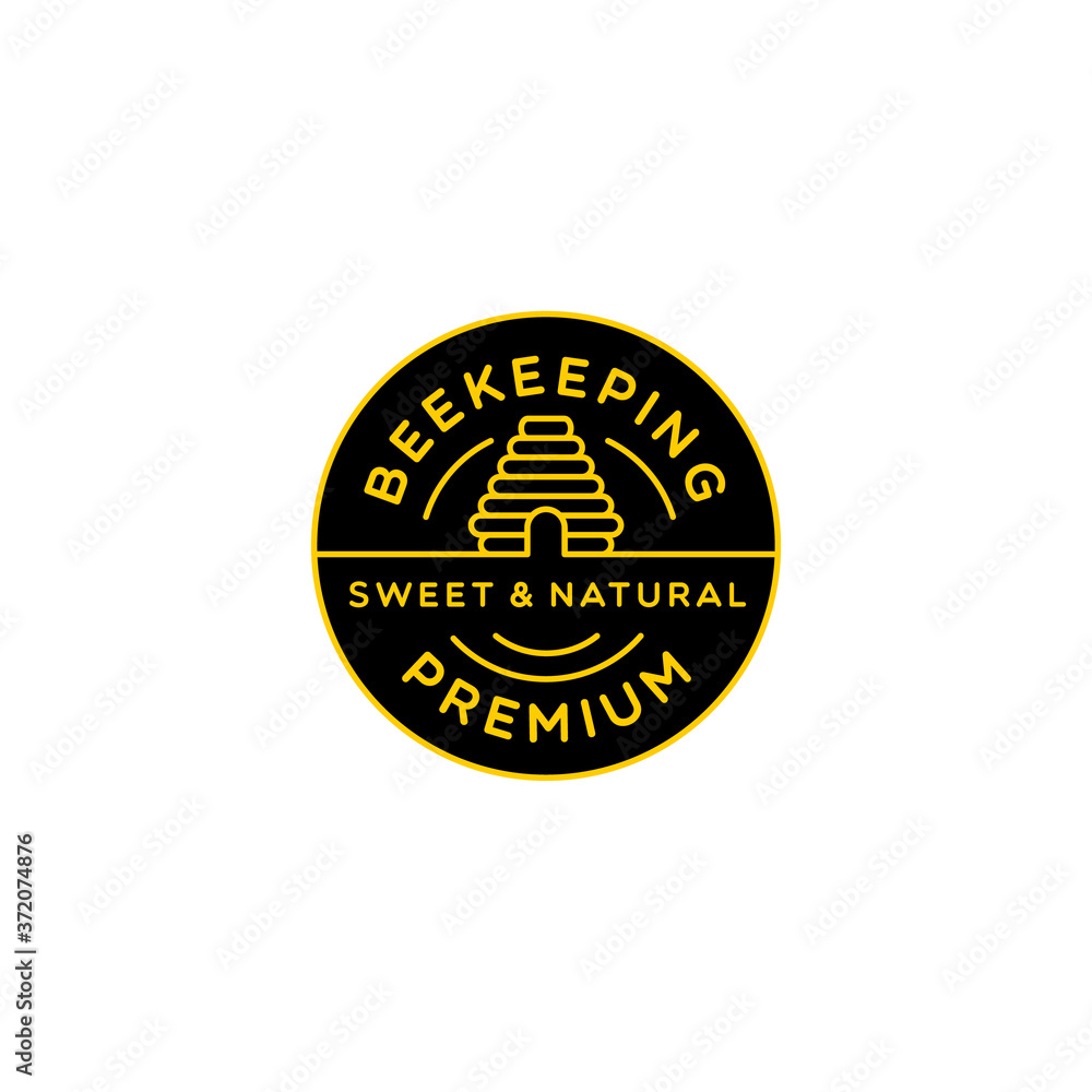 Fototapeta premium honey bee logo beekeeping design badge simple monoline style