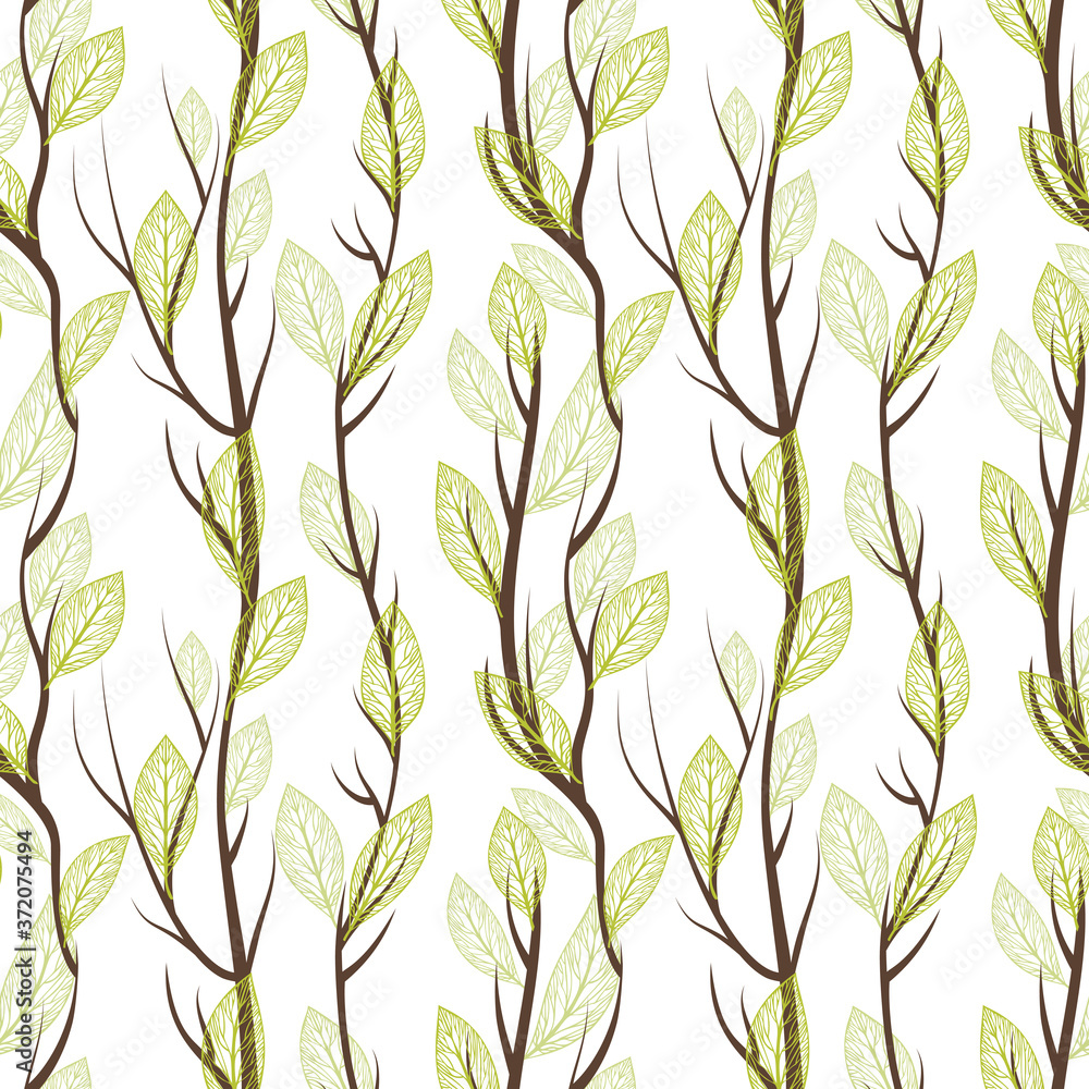 seamless pattern with branches and leaves seamless pattern with branches and leaves