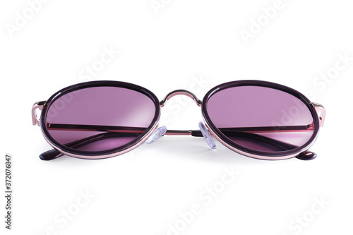 Stylish sunglasses on white background. Summer accessory